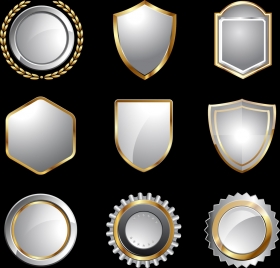 medal templates collection various shapes shiny silver design