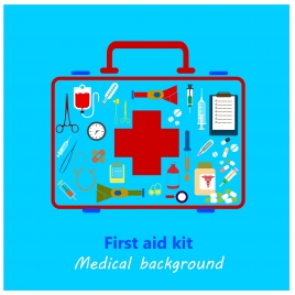 medical background design with colored first aid kit