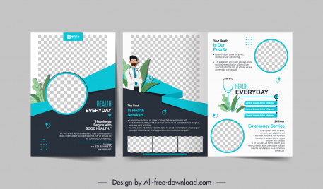 medical brochure template doctor checkered geometry decor
