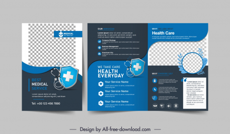 medical brochure template elegant contrast checkered medical elements