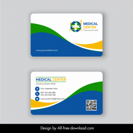medical center business card template flat curves medical cross logo decor