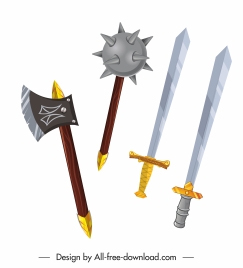 medieval weapon icons ax dagger swords sketch