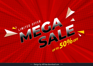 mega sale banner template dynamic rays decor