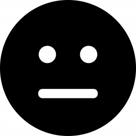 meh emotion icon flat black white contrast symmetric circle face outline