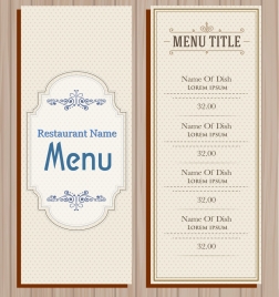 menu cover template classical design