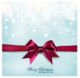 merry christmas bow and snow background