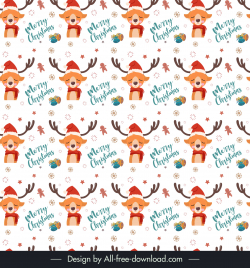 merry christmas pattern template cute repeating stylized reindeers xmas elements decor