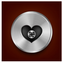 metal heart button