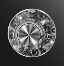 metal mechanism gears icon shiny grey monochrome