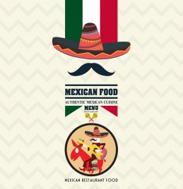 mexican food advertisement flag sombrero traditional man icons