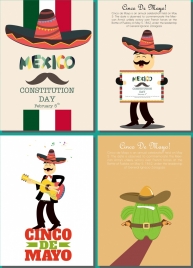 mexico banner sets sombrero cactus male singer icons