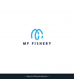mf fishery text logo template bended lines outline