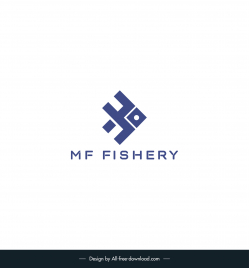 mf fishery text logo template flat modern geometric fish shape outline