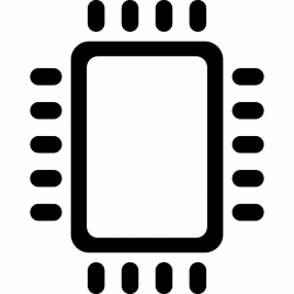 microchip sign icon flat black white symmetric geometry sketch