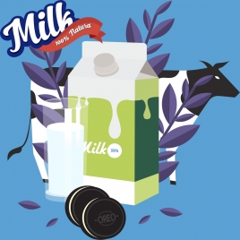 milk advertisement cake box glass cow icons decoration