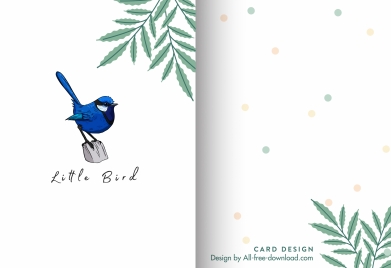 mini card template cute bird leaf decor
