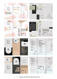 minimal brochure templates collection checkered flowers trifold shapes