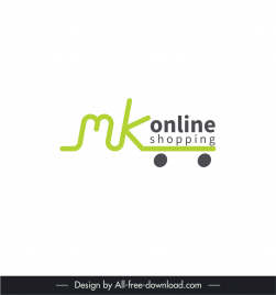 mk online shopping logo template flat elegant stylized text trolley sketch