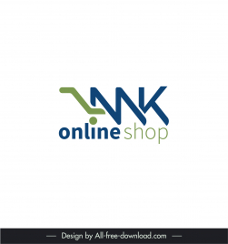mk online shopping logotype flat elegant stylized text trolley sketch