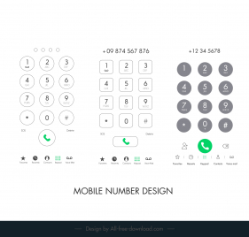 mobile number design element flat modern