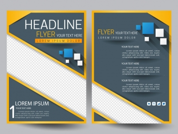 modern flyer template with squares on grey background