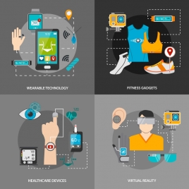 modern smart technologies illustration with icons isolation style