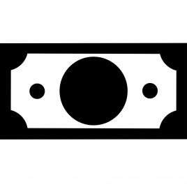 money bill sign icon flat black white symmetric geometry outline