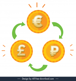 money exchange icon coins circulation arrows sketch