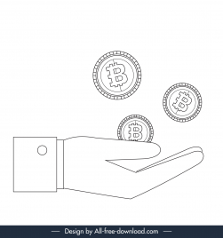 money in hand icon black white flat outline