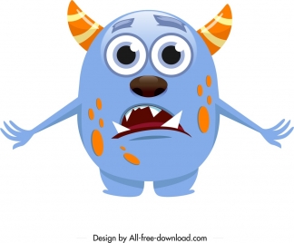 monster icon cartoon character colorful horny sketch