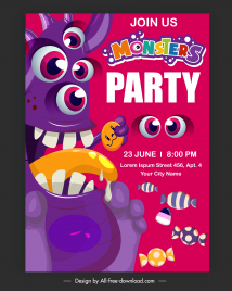 monster party banner template colorful funny design