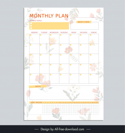 monthly planner organizer template elegant blurred nature elements