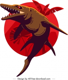 mosasaurus dinosaur icon dark classical design