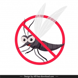 mosquito prevention sign template circle cross sketch