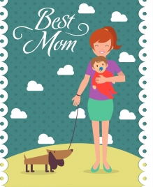 mother day background happy mother son icons decoration