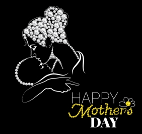 mother day card design on black white background