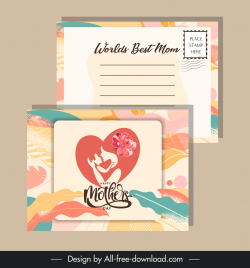 mother day postcard template leaves flower mother baby elegance