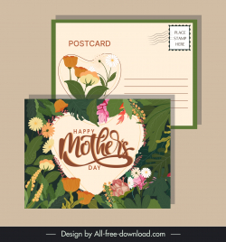mother day postcard templates elegant floral hearts decor