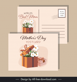 mother day postcard templates floral gift box decor