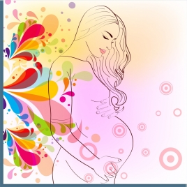 motherhood background multicolored flowers decoration pregnancy sketch