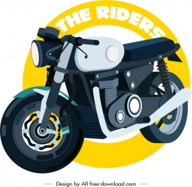 motorbike banner template colored 3d design