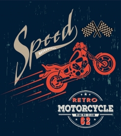 motorcycle race poster dark grunge vintage design