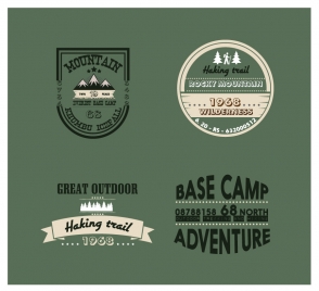 mountain adventures logos collection in vintage design