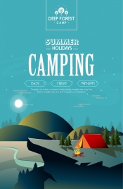 mountain camp poster tent mount moonlight icons decor