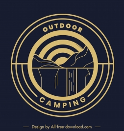 mountain camping logotype flat circle classical design