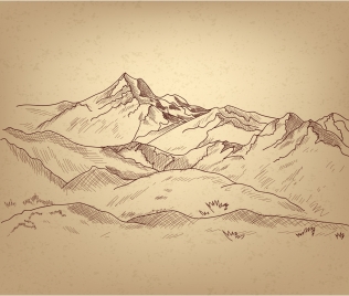 mountain landscape sketch handdrawn style