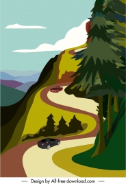 mountain scenery poster colorful motion design
