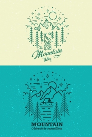 mountain valley logotype green handdrawn sketch