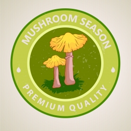mushroom badge template green round design