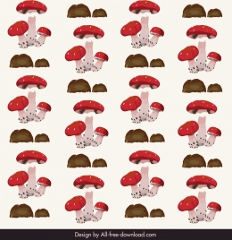 mushroom pattern colored repeating sketch classical design
